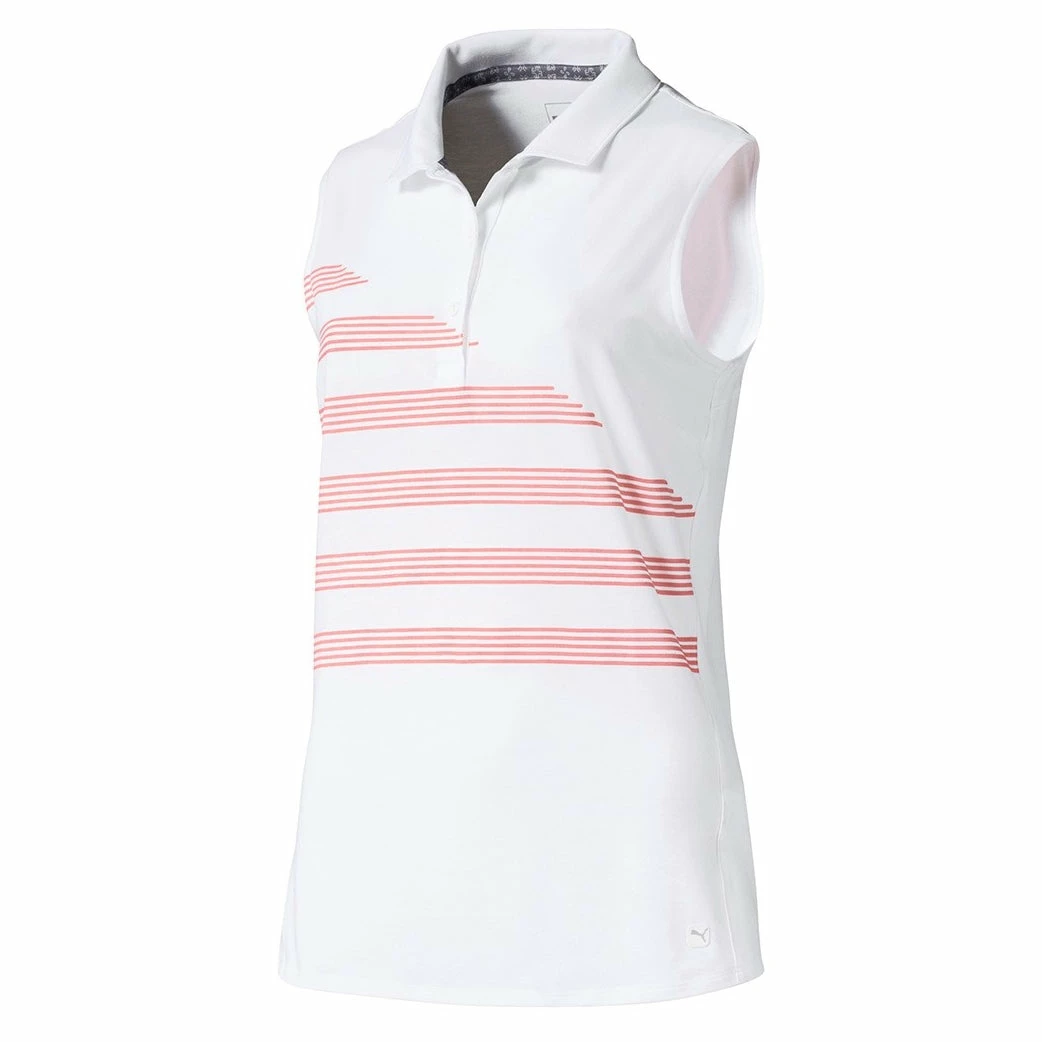 PUMA Golf Puma Step Stripe Womens Sleeveless Golf Polo 4 PUMA Golf Puma Step Stripe Womens Sleeveless Golf Polo - Image 2