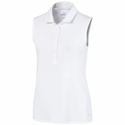 PUMA Golf Puma Rotation Womens Sleeveless Golf Polo -Golf Apparel Shop 11535 01WHITE 099ae021 eacf 4751 8635 9e29b2be6aaa