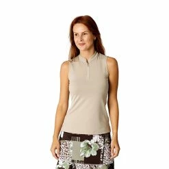 Sofibella Golf Colors Sleeveless Womens Golf Polo -Golf Apparel Shop 12054 TAN
