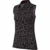 Nike Golf Nike Dri-FIT Fairway Printed Womens Sleeveless Golf Polo -Golf Apparel Shop 13302 010BLACK