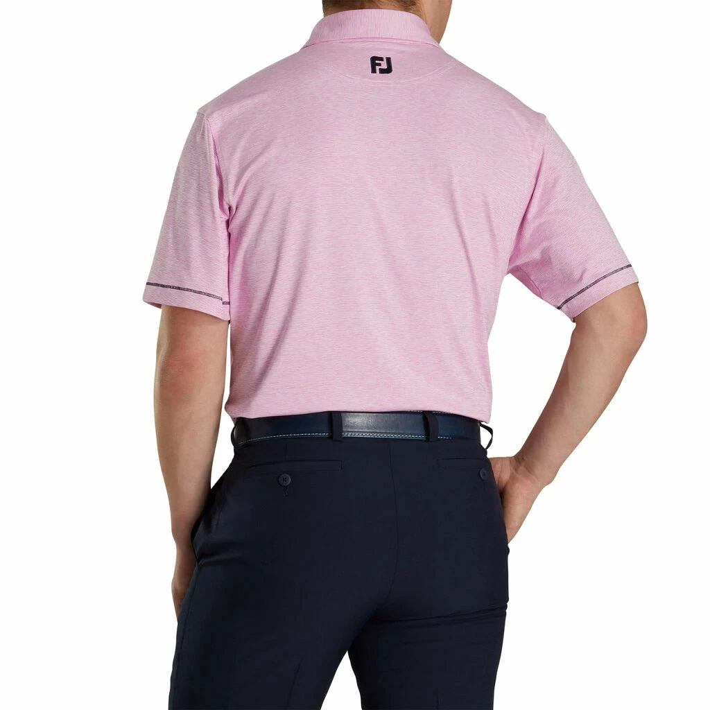 FootJoy Lisle Space Dye Microstripe Self Collar Pink Mens Golf Polo 4 FootJoy Lisle Space Dye Microstripe Self Collar Pink Mens Golf Polo - Image 2