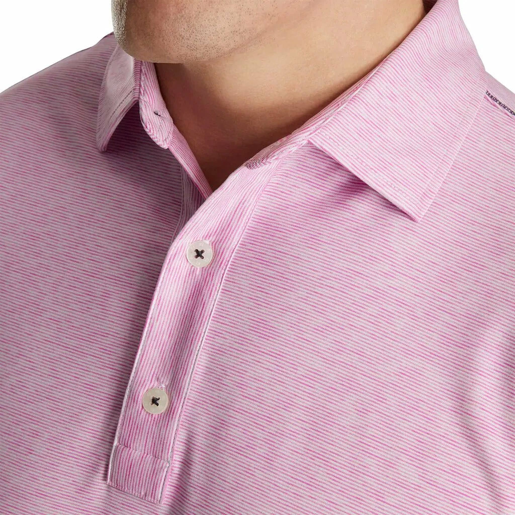 FootJoy Lisle Space Dye Microstripe Self Collar Pink Mens Golf Polo 5 FootJoy Lisle Space Dye Microstripe Self Collar Pink Mens Golf Polo - Image 3
