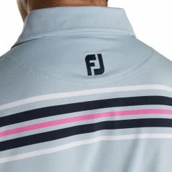 FootJoy Lisle Chest Blue Strip Self Collar Mens Golf Polo -Golf Apparel Shop 13485 2
