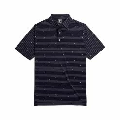 FootJoy Athletic Fit Lisle Stripe Self Collar Navy Stripe Mens Golf Polo -Golf Apparel Shop 13489 3