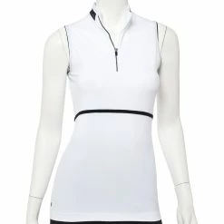 EP NY Work It Silver Ring Trim Womens Sleeveless Golf Polo