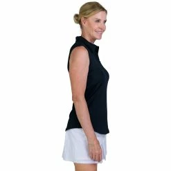 JoFit Jacquard Black Womens Sleeveless Golf Polo 6 JoFit Jacquard Black Womens Sleeveless Golf Polo -Golf Apparel Shop 17510 BLACK 1