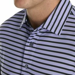 FootJoy Lisle 2-Color Stripe Mens Golf Polo -Golf Apparel Shop 17792 LAVENDERBLACK 2 d0404a91 7281 4af9 9a60 84c582f9863c
