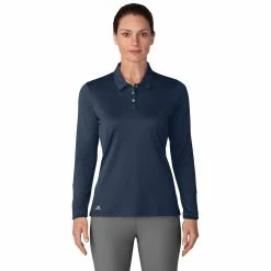 Adidas Golf Adidas Performance Navy Womens Long Sleeve Golf Polo