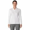 Adidas Golf Adidas Performance White Womens Long Sleeve Golf Polo -Golf Apparel Shop 18729 WHITE