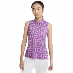 Nike Golf Nike Dri-FIT Printed Womens Sleeveless Golf Polo -Golf Apparel Shop 20526 PURPLNBULA570