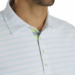 FootJoy Pique Mixed Stripe Self Collar White-Ice Blue Mens Golf Polo -Golf Apparel Shop 21004 WHITEICEBLUE 2 a6236946 3ec1 4c19 ad51 1c55bd8cf473