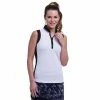 EP NY EP New York Mandarin Collar White Multi Womens Sleeveless Golf Polo -Golf Apparel Shop 21507 WHITEMULTI113