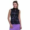 EP NY EP New York Bias Print Black Multi Mock Womens Sleeveless Golf Polo -Golf Apparel Shop 21509 BLACKMULTI003