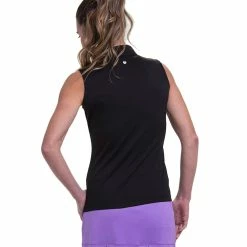 EP NY EP New York Bias Print Black Multi Mock Womens Sleeveless Golf Polo 7 EP NY EP New York Bias Print Black Multi Mock Womens Sleeveless Golf Polo -Golf Apparel Shop 21509 BLACKMULTI003 2