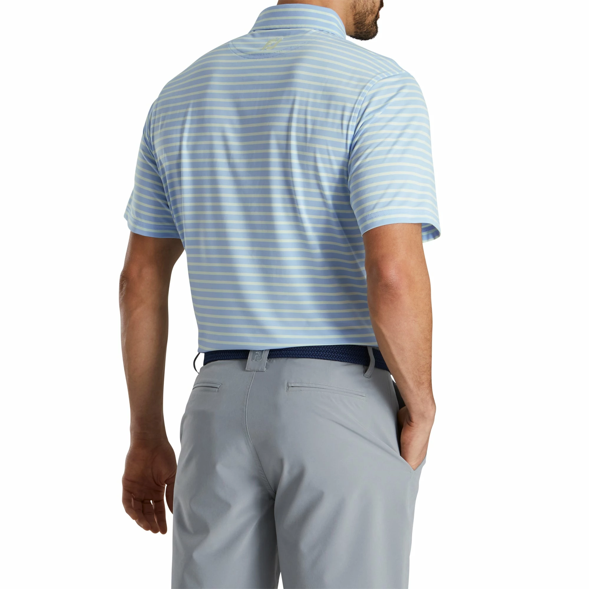 FootJoy ProDry Lisle 2-Color Stripe Sky Mens Golf Polo 4 FootJoy ProDry Lisle 2-Color Stripe Sky Mens Golf Polo - Image 2