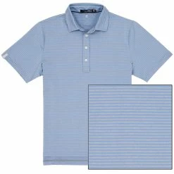 Polo Ralph Lauren RLX Ralph Lauren Airflow Stripe Light Grey Heather Blue Lagoon Mens Golf Polo