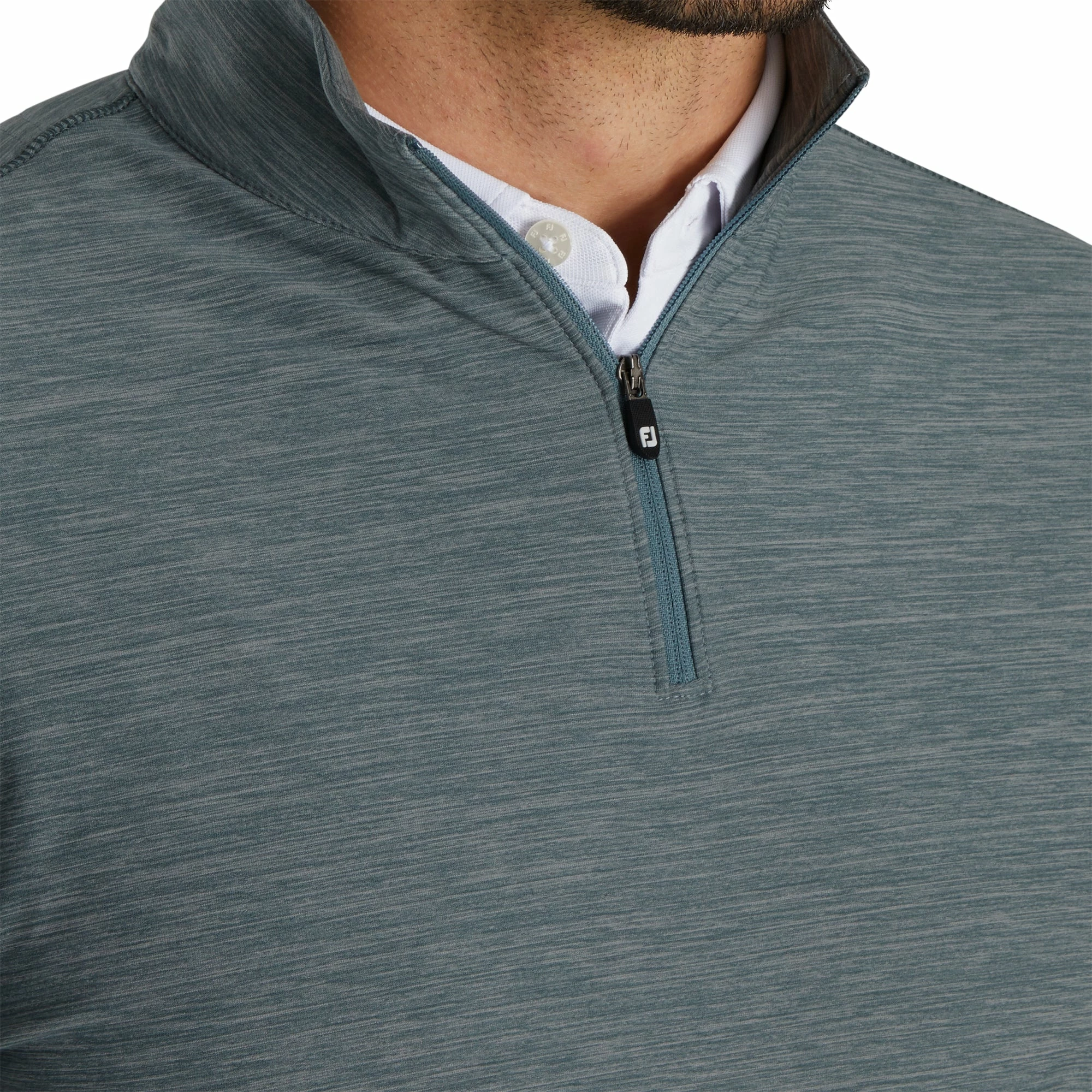 FootJoy Space Dye Brushed Back Jersey Heather Grey Mens Golf 1/4 Zip 5 FootJoy Space Dye Brushed Back Jersey Heather Grey Mens Golf 1/4 Zip - Image 3