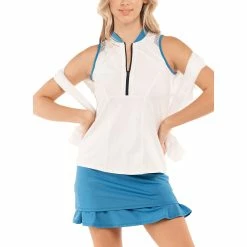 Lucky In Love Love Me So White Womens Sleeveless Golf Polo