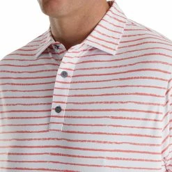 FootJoy Chalk Line Print Stretch White Mens Golf Polo -Golf Apparel Shop 24743 WHITECORAL 2