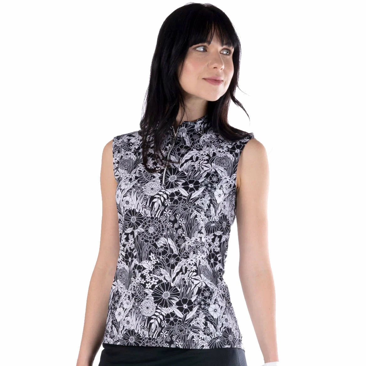 NVO Leticia Black Womens Sleeveless Golf Polo 3 NVO Leticia Black Womens Sleeveless Golf Polo