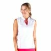 NVO Elsie Mock White Womens Sleeveless Golf Polo 1 NVO Elsie Mock White Womens Sleeveless Golf Polo -Golf Apparel Shop 24826 WHITE100
