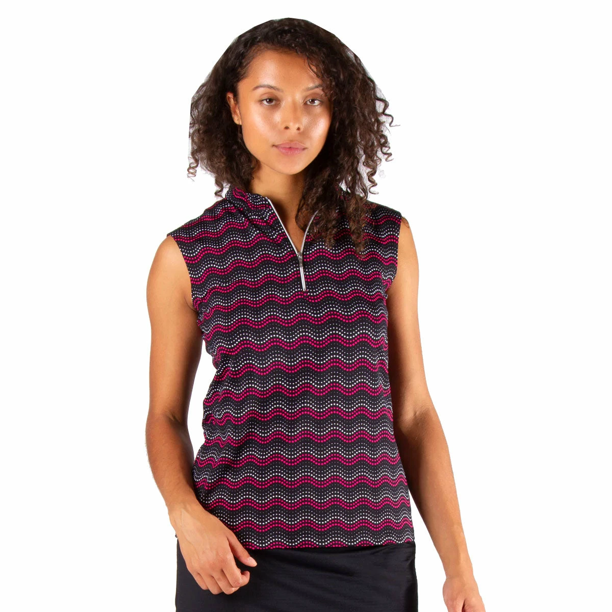 NVO Londyn Mock Black Womens Sleeveless Golf Polo 3 NVO Londyn Mock Black Womens Sleeveless Golf Polo