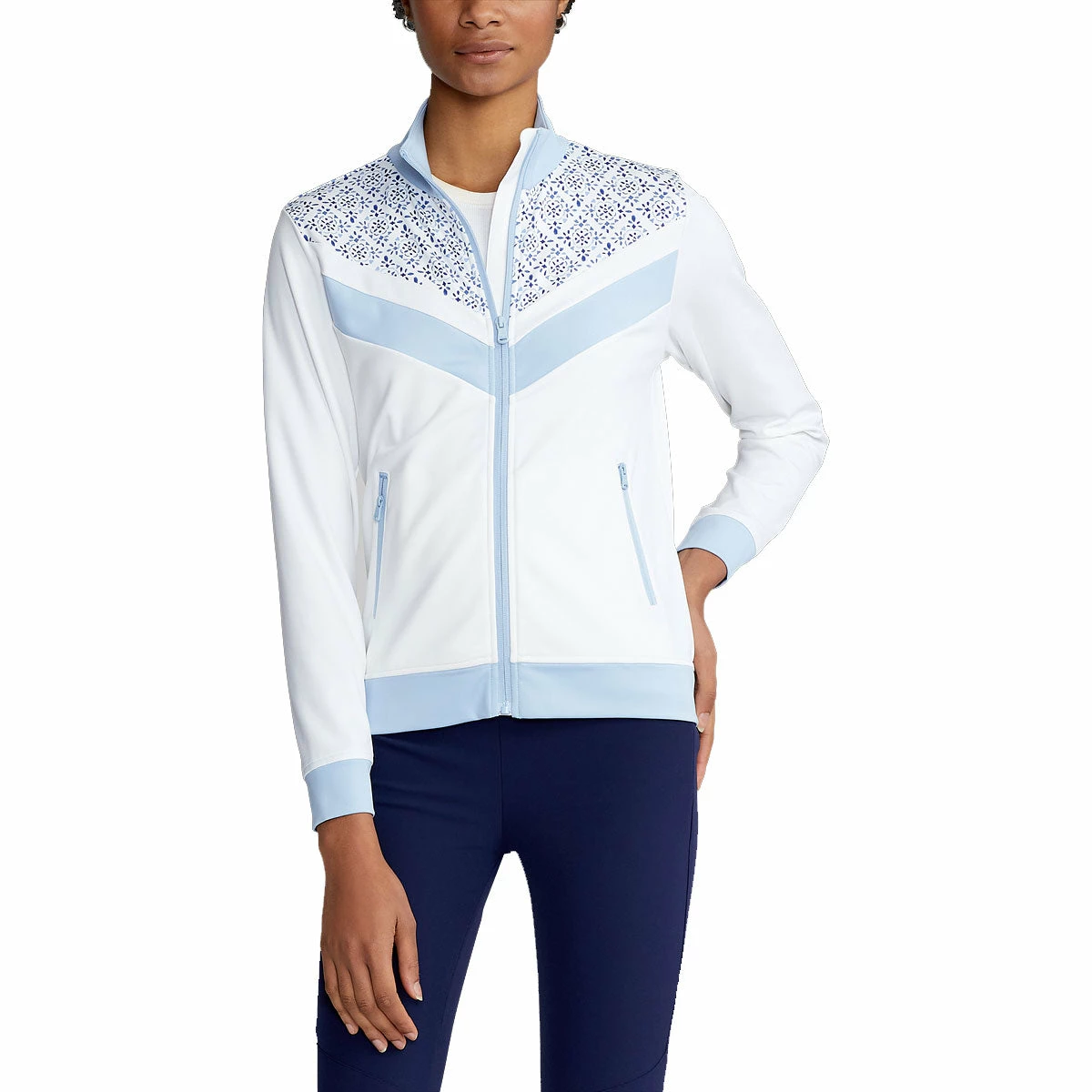 Polo Ralph Lauren RLX Ralph Lauren Full Zip Power Stretch White Elite Blue Womens Golf Jacket 3 Polo Ralph Lauren RLX Ralph Lauren Full Zip Power Stretch White Elite Blue Womens Golf Jacket