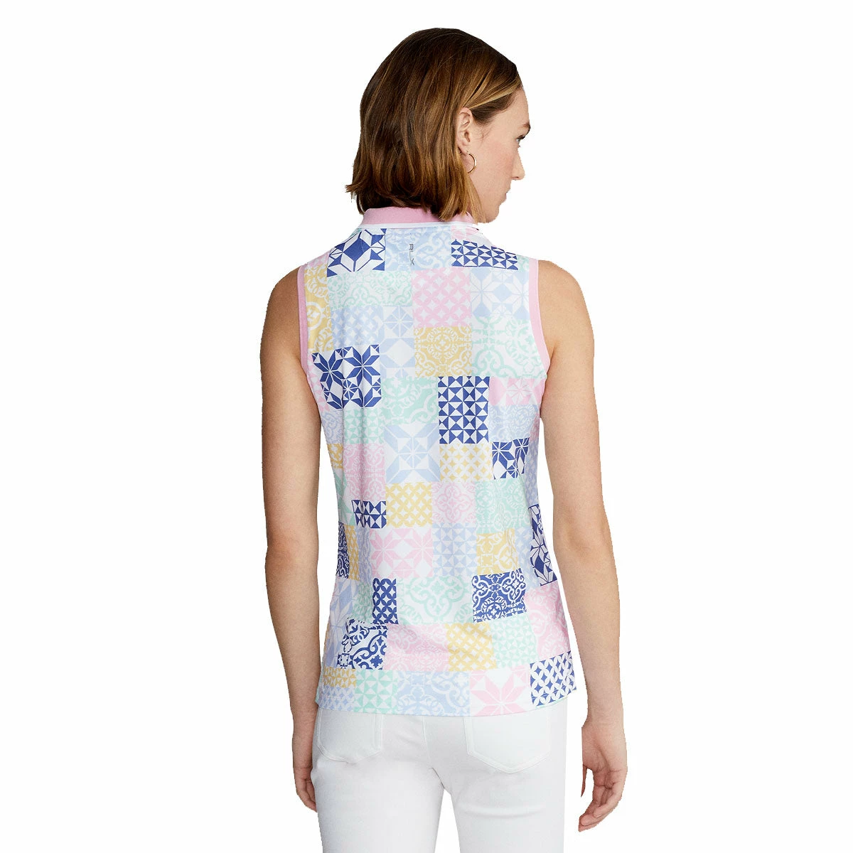 Polo Ralph Lauren RLX Ralph Lauren Printed Airflow Jersey Stamped Geo Womens Sleeveless Golf Polo 4 Polo Ralph Lauren RLX Ralph Lauren Printed Airflow Jersey Stamped Geo Womens Sleeveless Golf Polo - Image 2