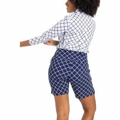 Kinona Keep It Covered Printed Womens Long Sleeve Golf Shirt -Golf Apparel Shop 25164 LATTICEWHT935 1