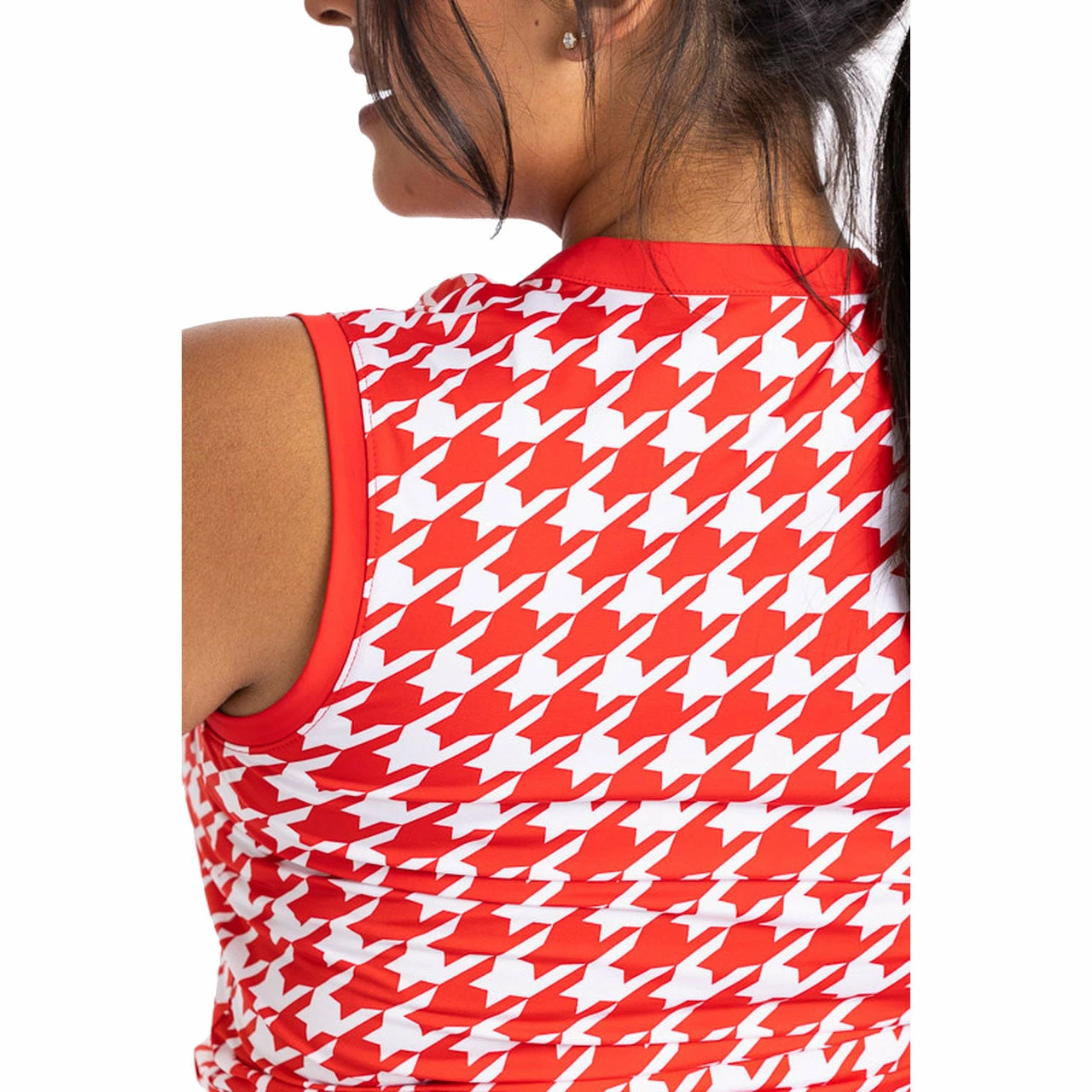 Kinona Cut Loose Houndstooth Red Womens Sleeveless Golf Polo 4 Kinona Cut Loose Houndstooth Red Womens Sleeveless Golf Polo - Image 2