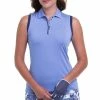 EP NY EP New York Contrast Trim Liberty Womens Sleeveless Golf Polo