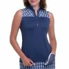 EP NY EP New York Zip Mandarin Inky Multi Womens Sleeveless Golf Polo