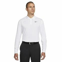 Nike Golf Nike Dri-Fit Victory Mens Long Sleeve Golf Polo -Golf Apparel Shop 26309 WHITE100