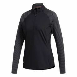 Adidas Golf Adidas UV Solid Black Grey Womens Golf 1/2 Zip
