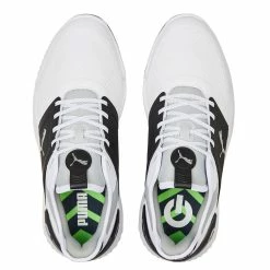 PUMA Golf Puma Ignite Elevate Spikeless Mens Golf Shoes -Golf Apparel Shop 27381 WHTBLKSILVER 1