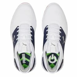 PUMA Golf Puma Ignite Elevate Spikeless Mens Golf Shoes -Golf Apparel Shop 27381 WHTSILVERNAVY 1