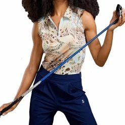 Sofibella UV Feathers Womens Sleeveless Quarter-Zip Golf Polo