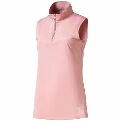 PUMA Golf Puma Mock Womens Sleeveless Golf Shirt -Golf Apparel Shop 577929 13BRIDALROSE