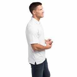 TravisMathew Classy Mens Golf Polo -Golf Apparel Shop CLASSY HEATHERWHITE 1